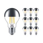 Confezione Multipack 10x Philips Classic LED Bulbo E27 Pera Mirror 7.2W 650lm 650lm - 827 Bianco Molto Caldo | Dimmerabile - Sostitutiva 60W